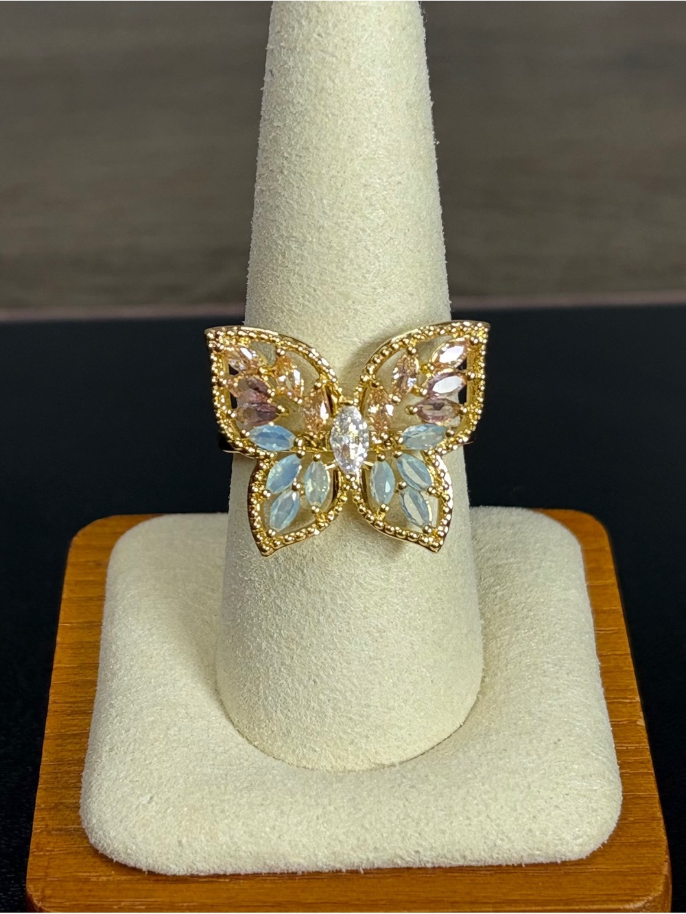 Stunning Gold-Plated Butterfly Statement Ring